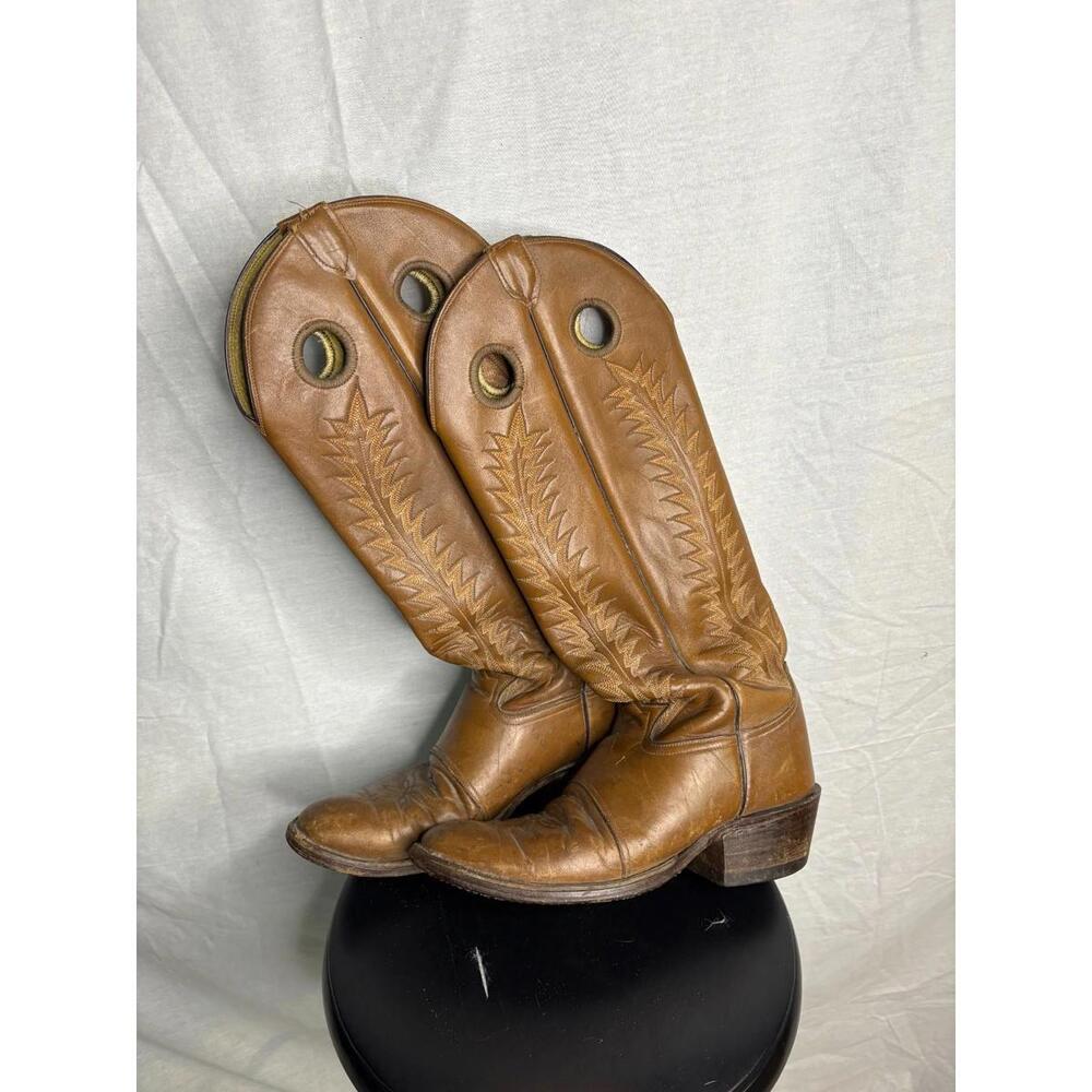 Vintage 70s Tony Lama 18” Buckaroo Cowboy Boots 10.5 USA